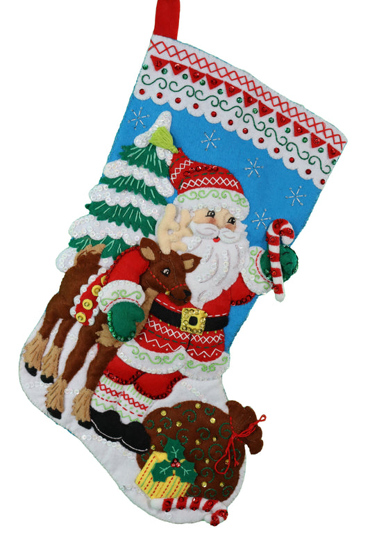 Nordic Santa Bucilla Finished Christmas Felt Stocking