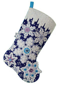 Sparkle Snowflake finished Bucilla felt Christmas stocking with sparkling snowflakes, front view