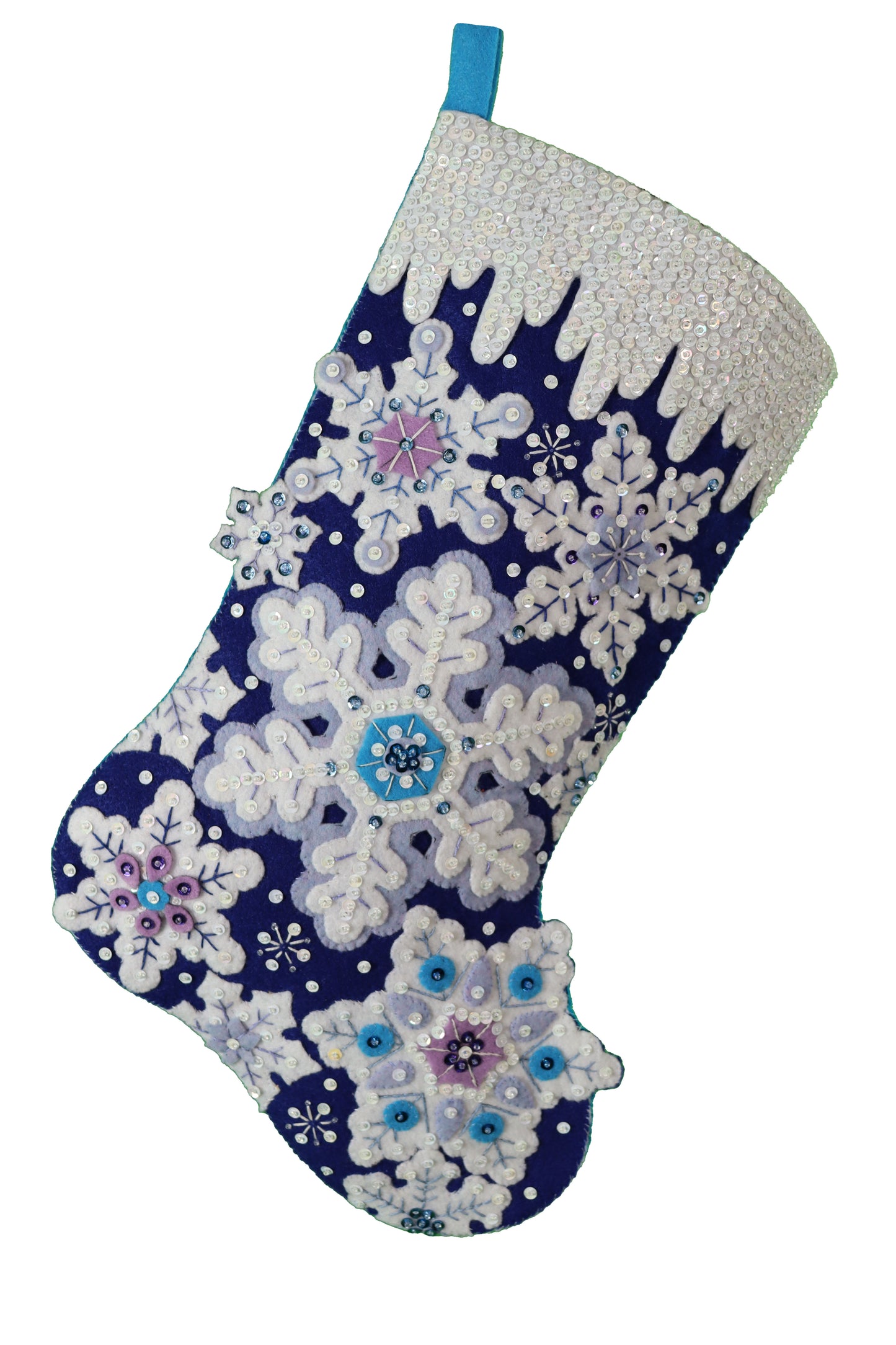 Sparkle Snowflake Bucilla Finished Christmas Felt Stocking