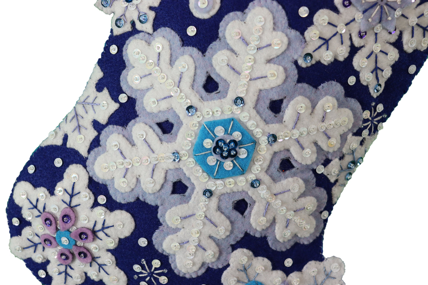 Sparkle Snowflake Bucilla Finished Christmas Felt Stocking