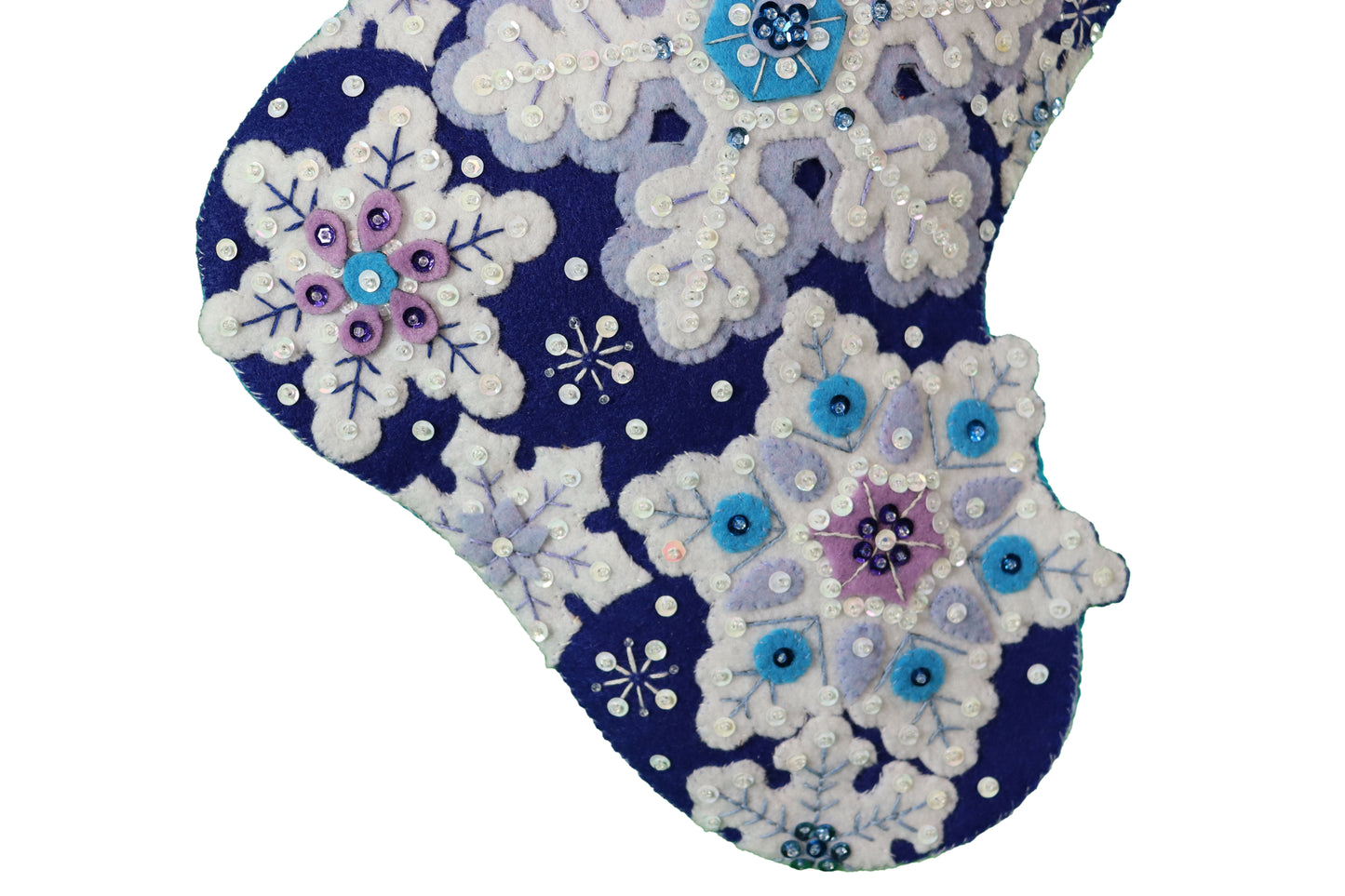 Sparkle Snowflake Bucilla Finished Christmas Felt Stocking