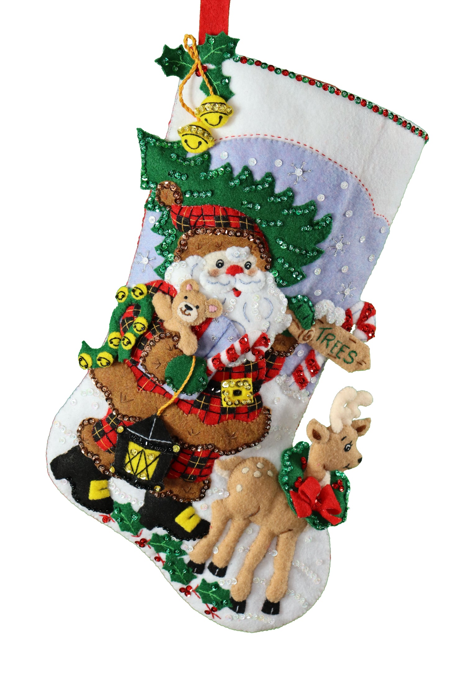 Lumberjack Santa Bucilla Finished Felt Christmas Stocking