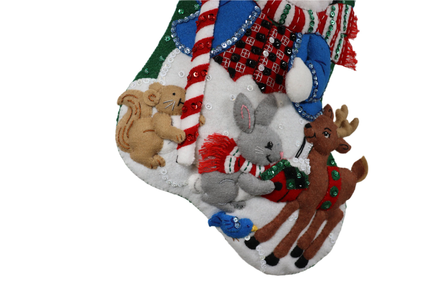 Santa Stop Here Bucilla Felt Christmas Stocking - animals