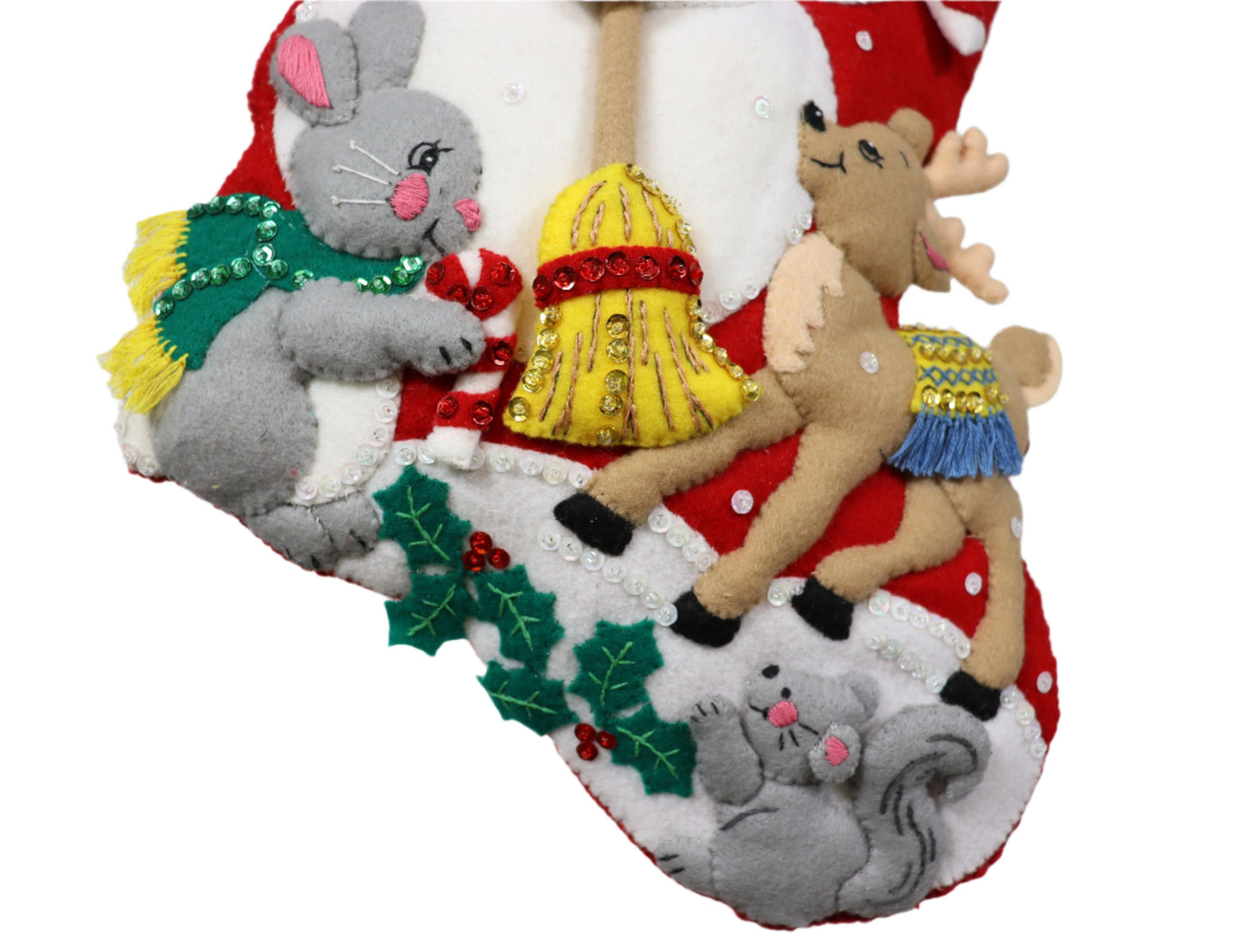 Snowman & Friends Bucilla Felt Christmas Stocking bottom view