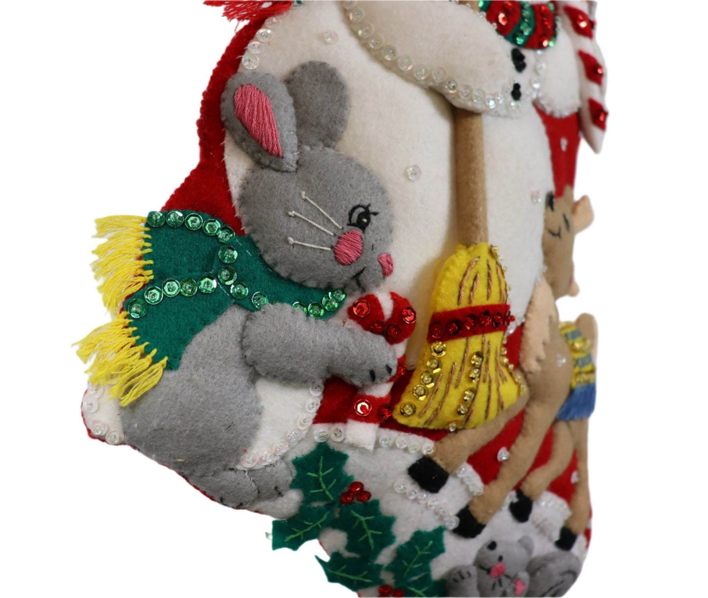 Snowman & Friends Bucilla Felt Christmas Stocking rabbit