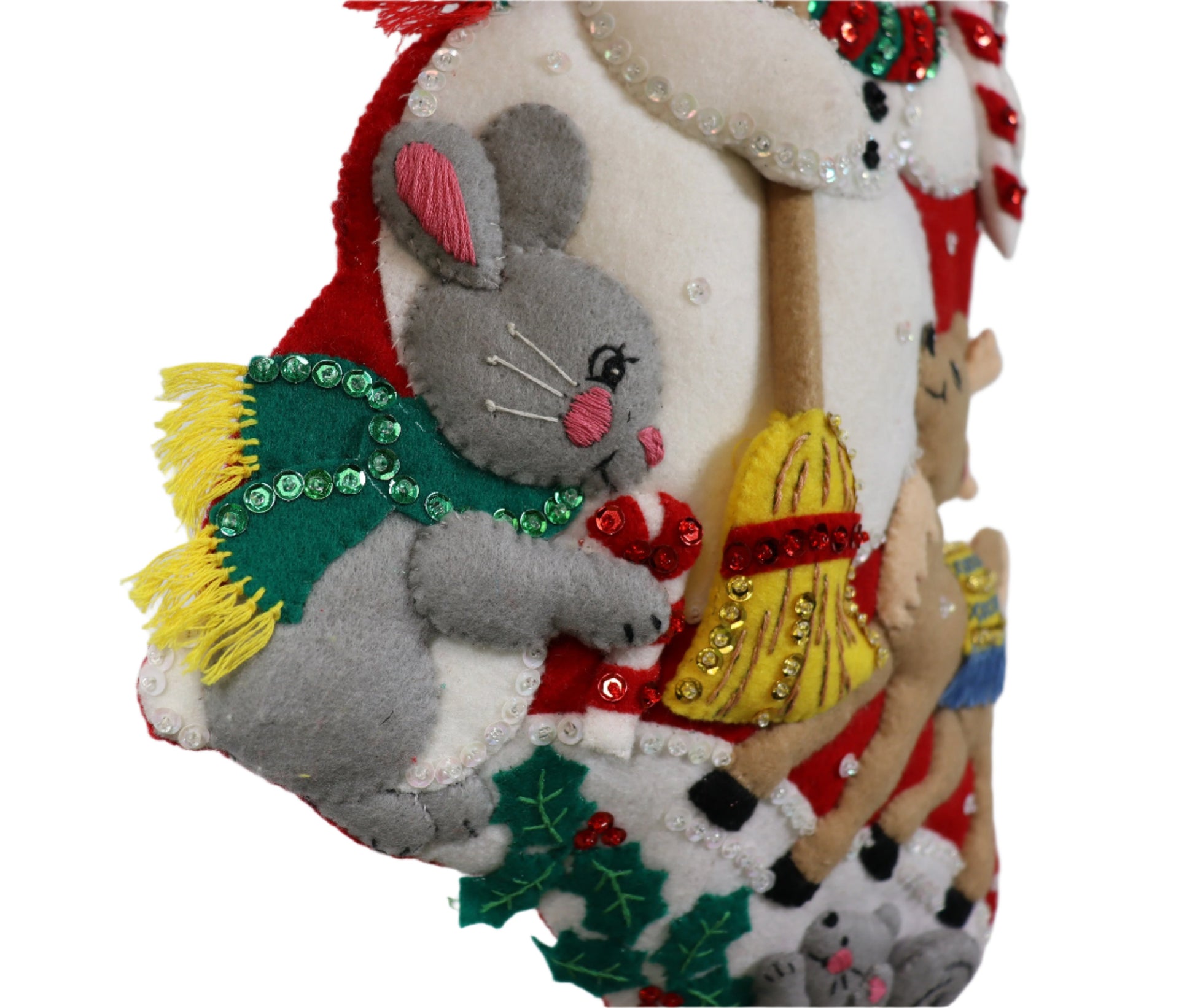 Snowman & Friends Bucilla Felt Christmas Stocking rabbit