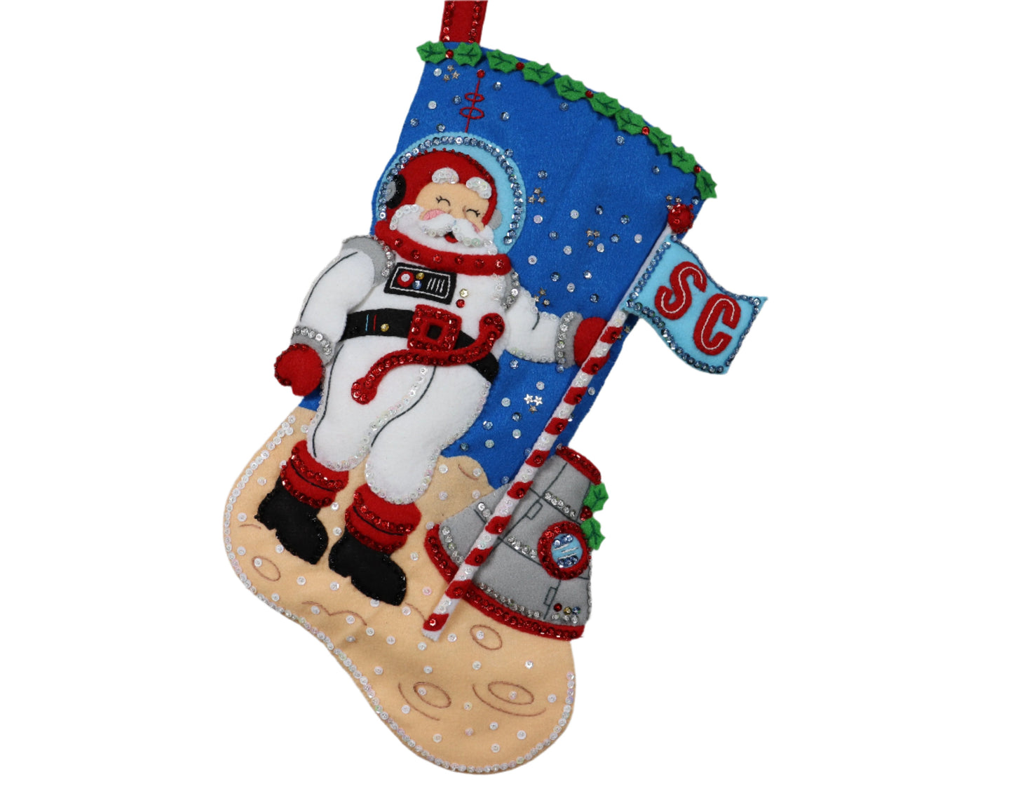 Christmas to the Moon Bucilla Felt Christmas Stocking front view