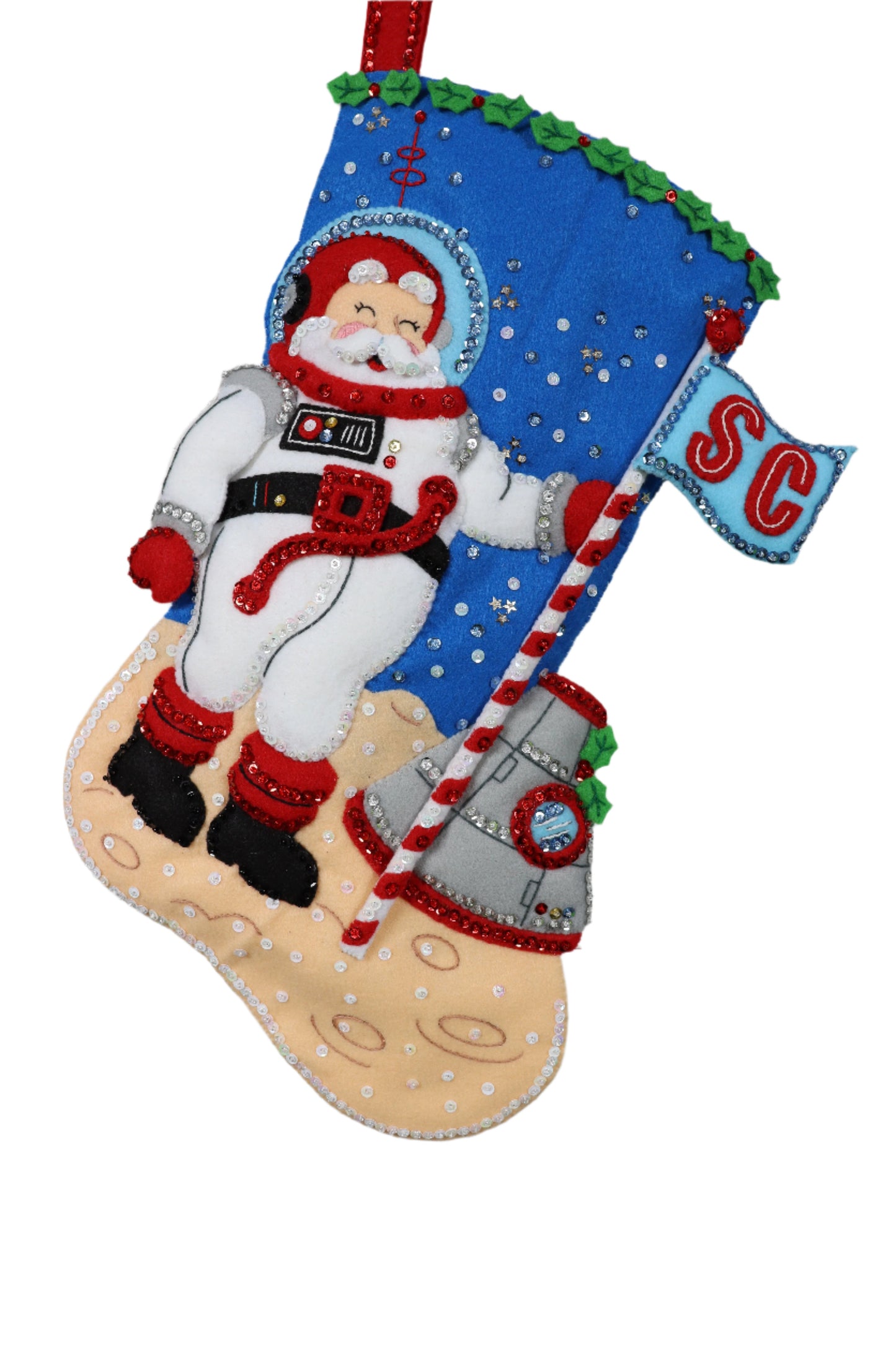 Christmas to the Moon Bucilla Felt Christmas Stocking front view