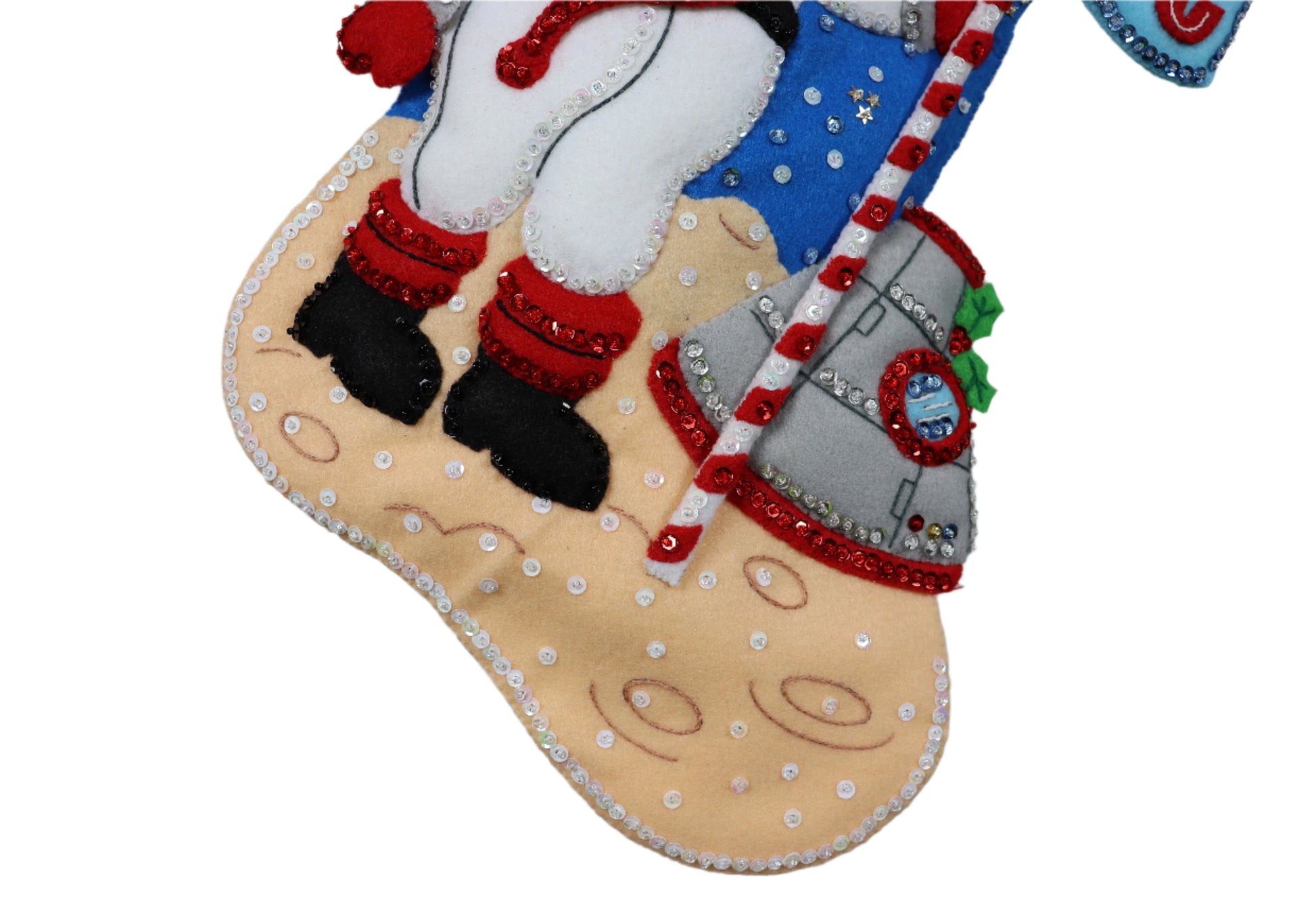 Christmas to the Moon Bucilla Felt Christmas Stocking bottom view