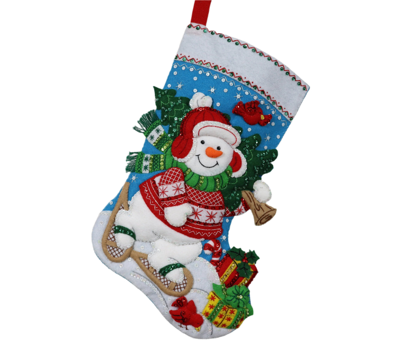 Nordic Snowman Bucilla Felt Christmas Stocking - Front view