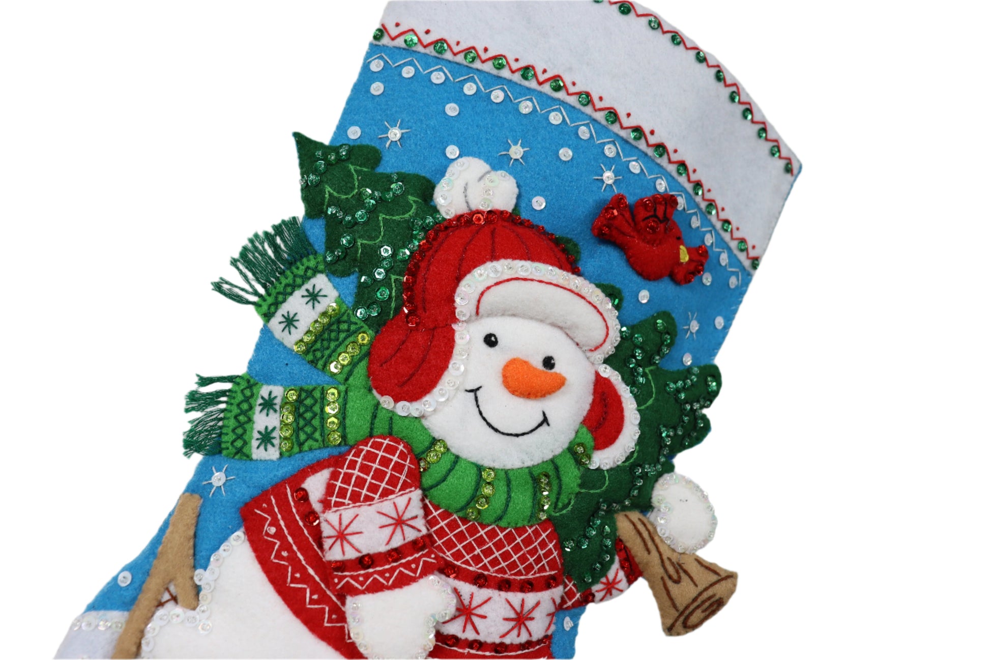 Nordic Snowman Bucilla Felt Christmas Stocking - Top