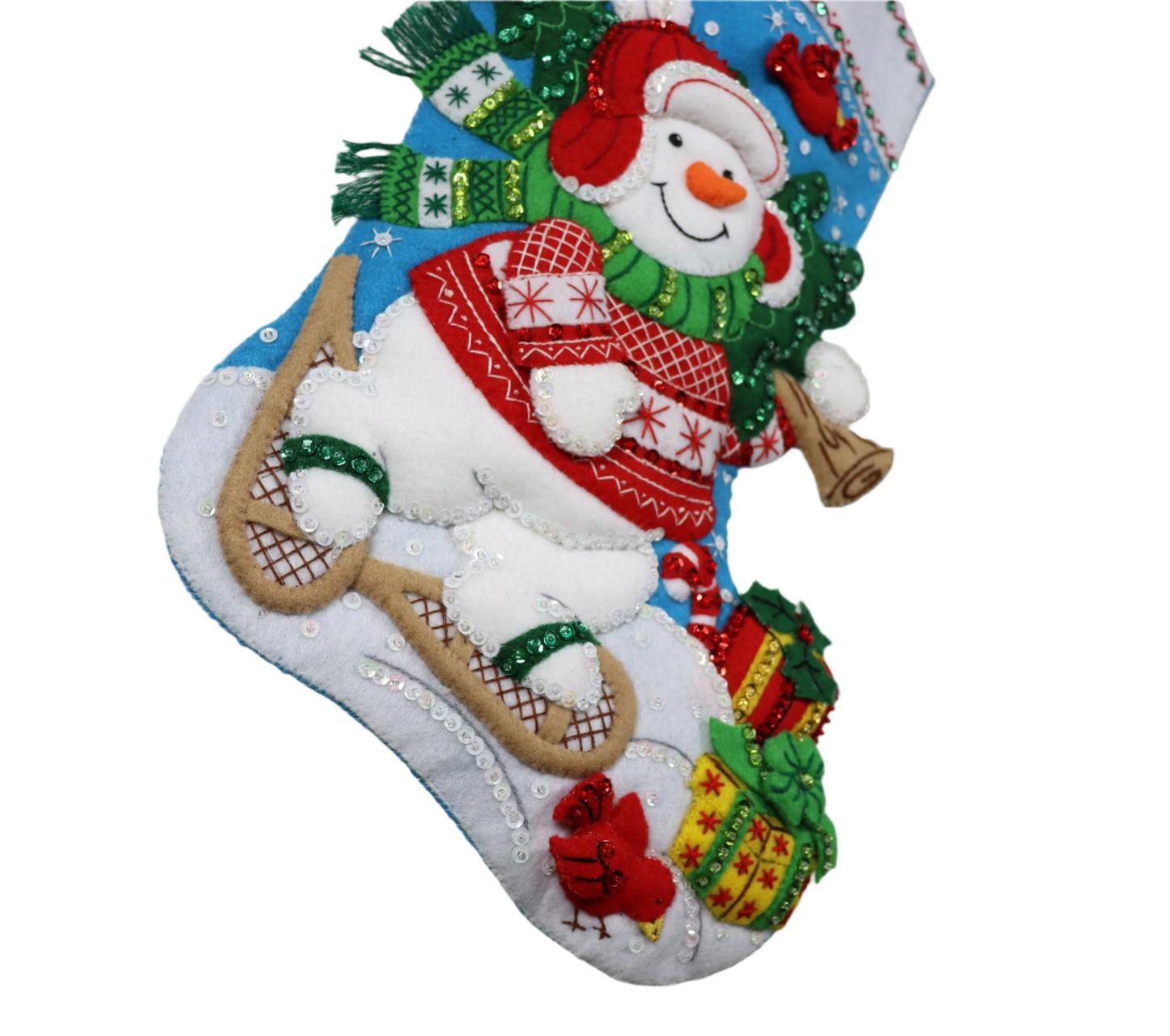 Nordic Snowman Bucilla Felt Christmas Stocking - bottom view