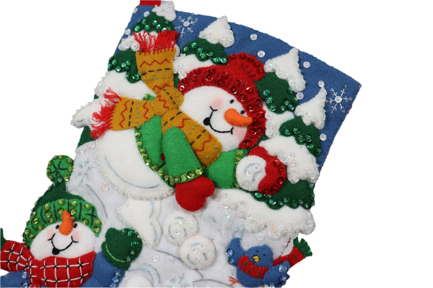 Snow Fun Bucilla Felt Christmas Stocking - Top Snowman