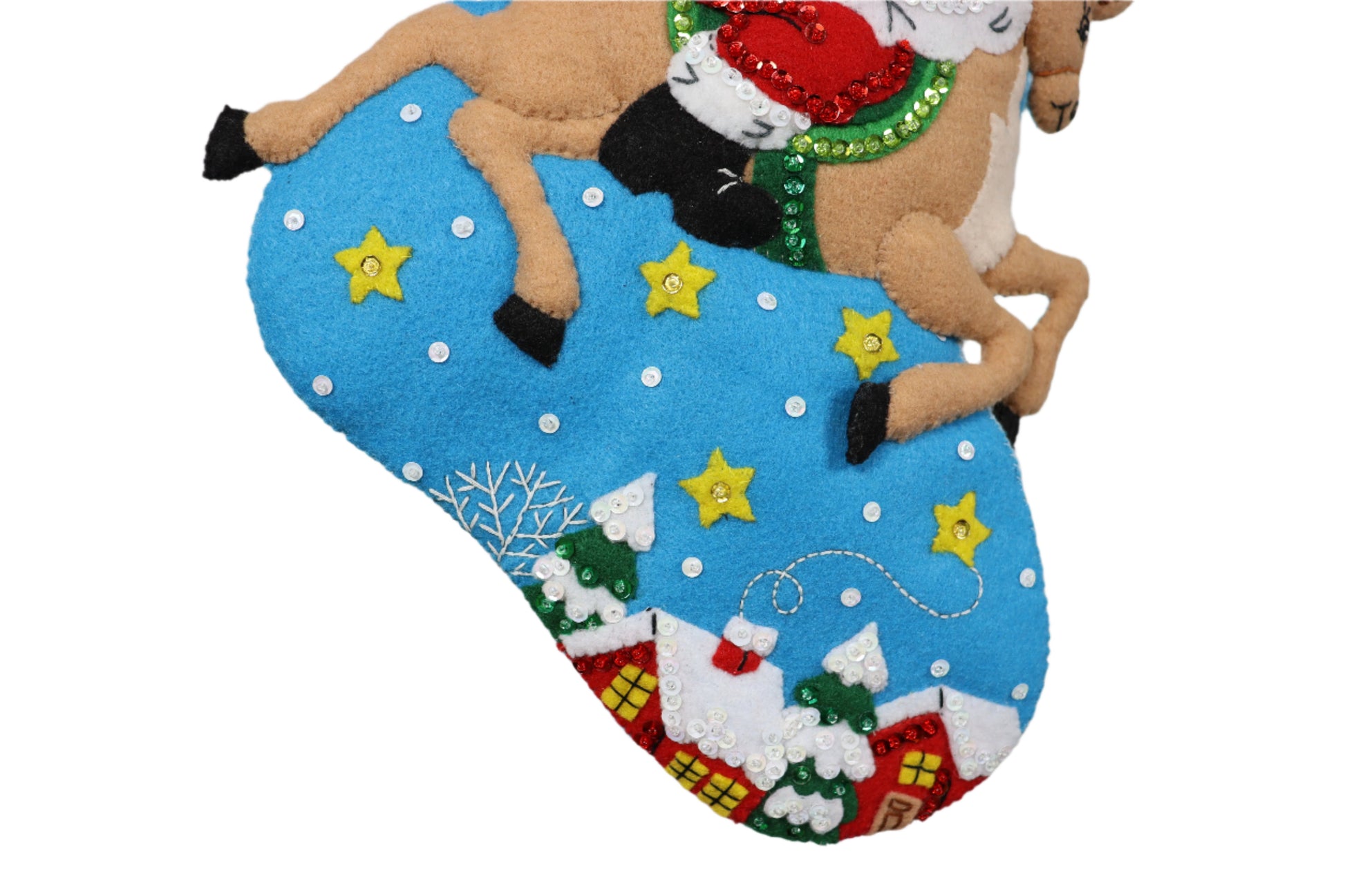 Reindeer Santa Bucilla Felt Christmas Stocking - Houses from the sky