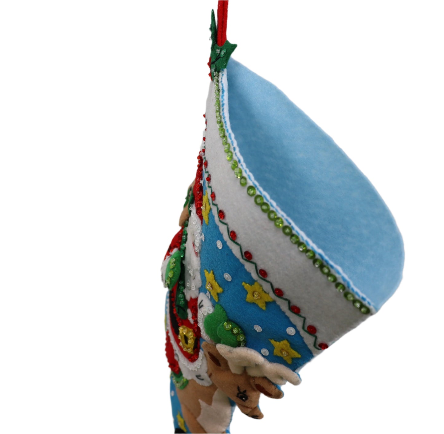 Reindeer Santa Bucilla Felt Christmas Stocking from the top