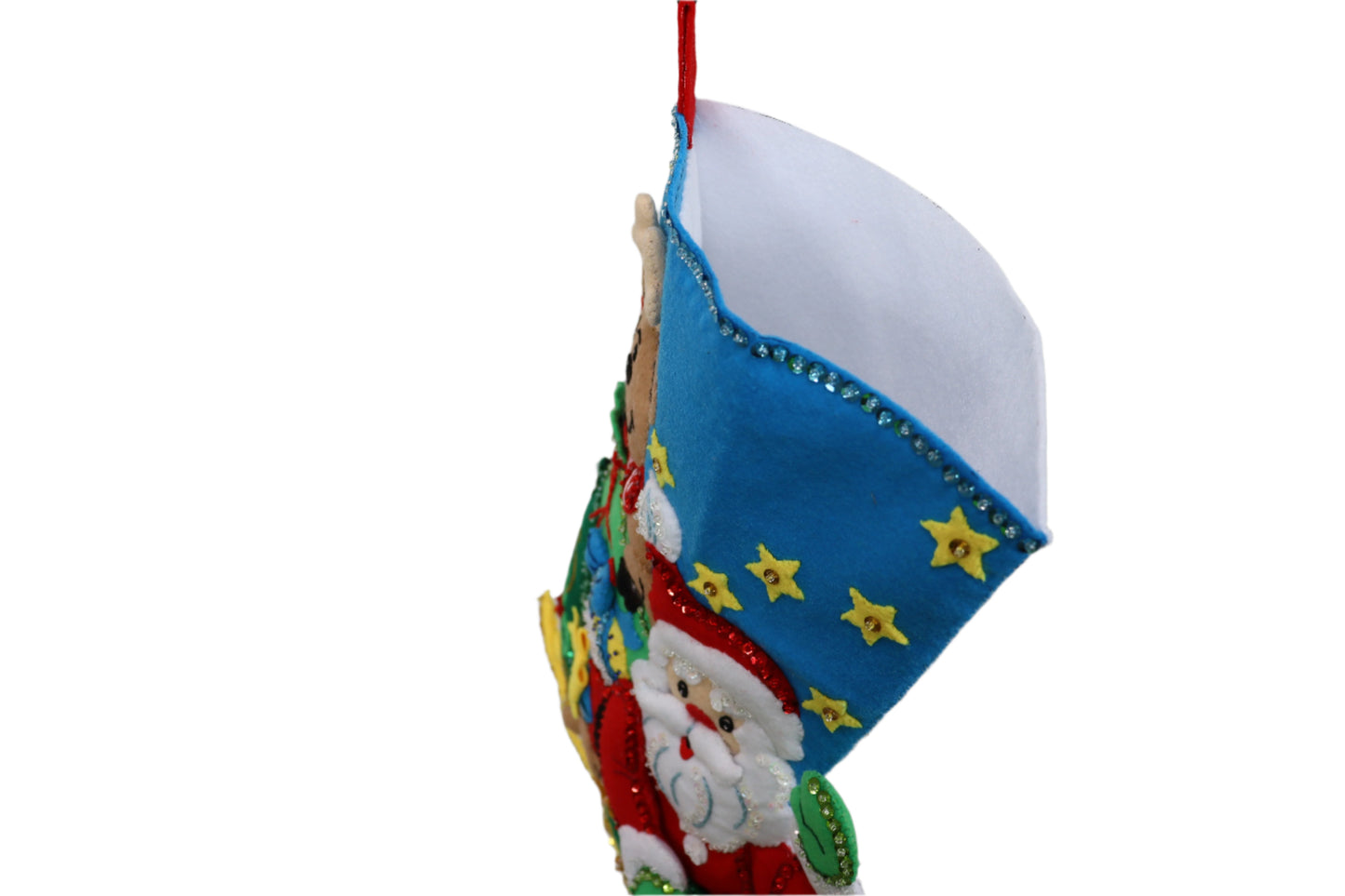 Santa’s Helper Bucilla Felt Christmas Stocking top view