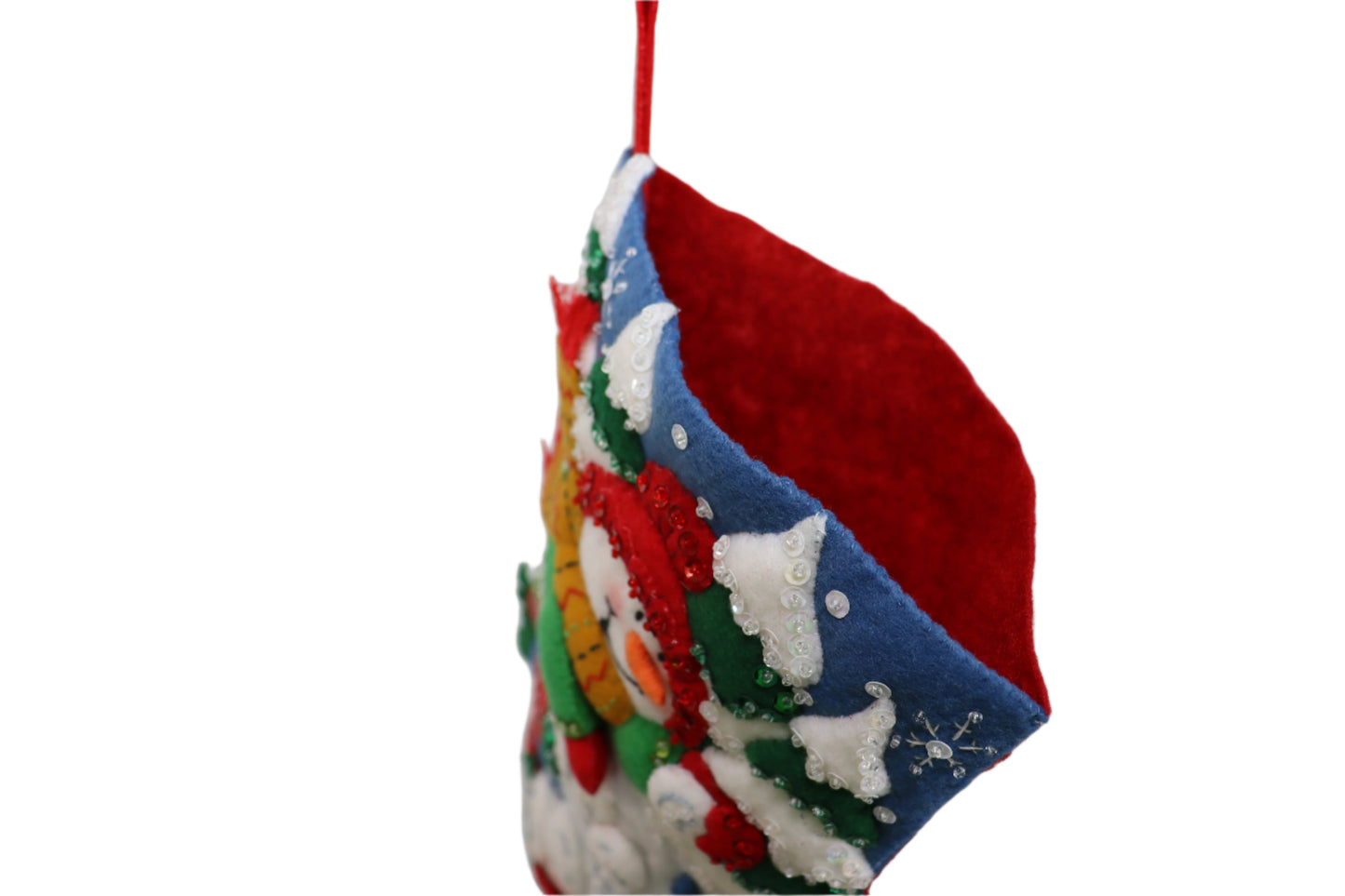 Snow Fun Bucilla Felt Christmas Stocking - Top view