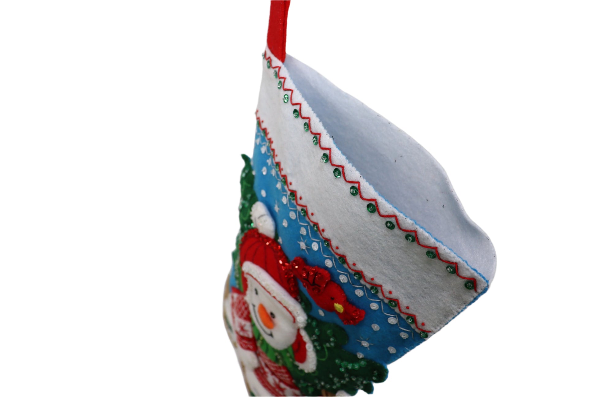 Nordic Snowman Bucilla Felt Christmas Stocking - Top view