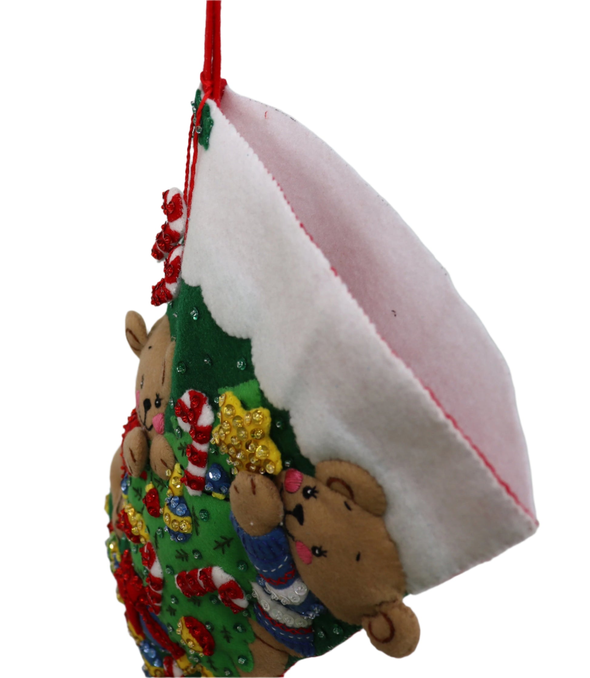 Decorating Tree Bucilla Felt Christmas Stocking - top view