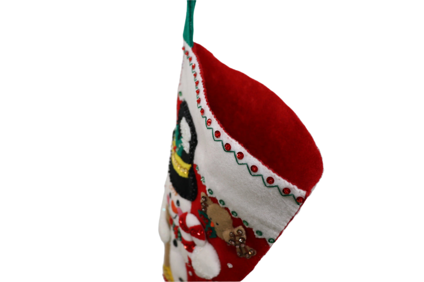 Snowman & Friends Bucilla Felt Christmas Stocking top view