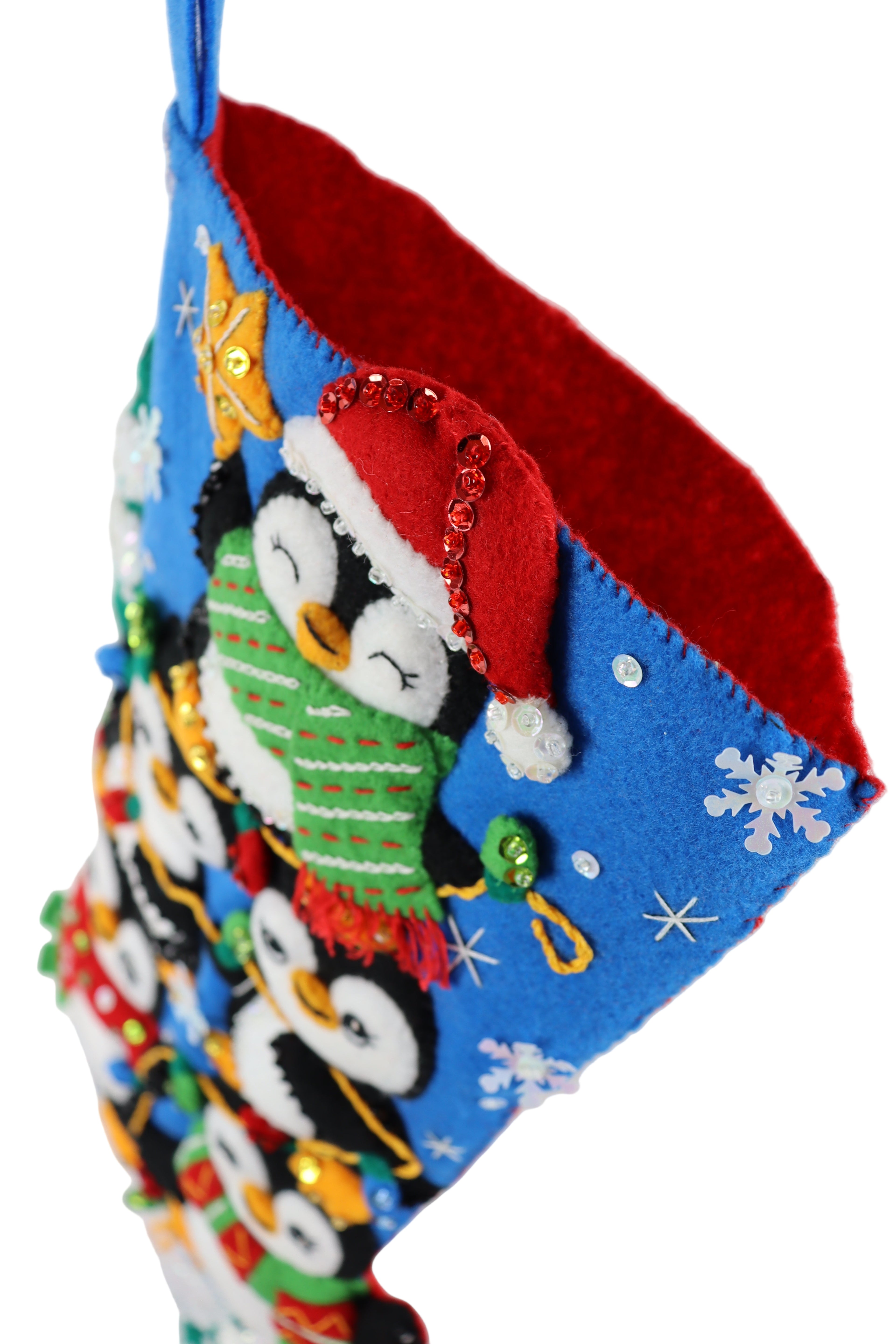 Decorative stocking with penguin design