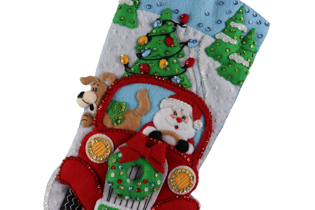 Felt Christmas stocking with festive design