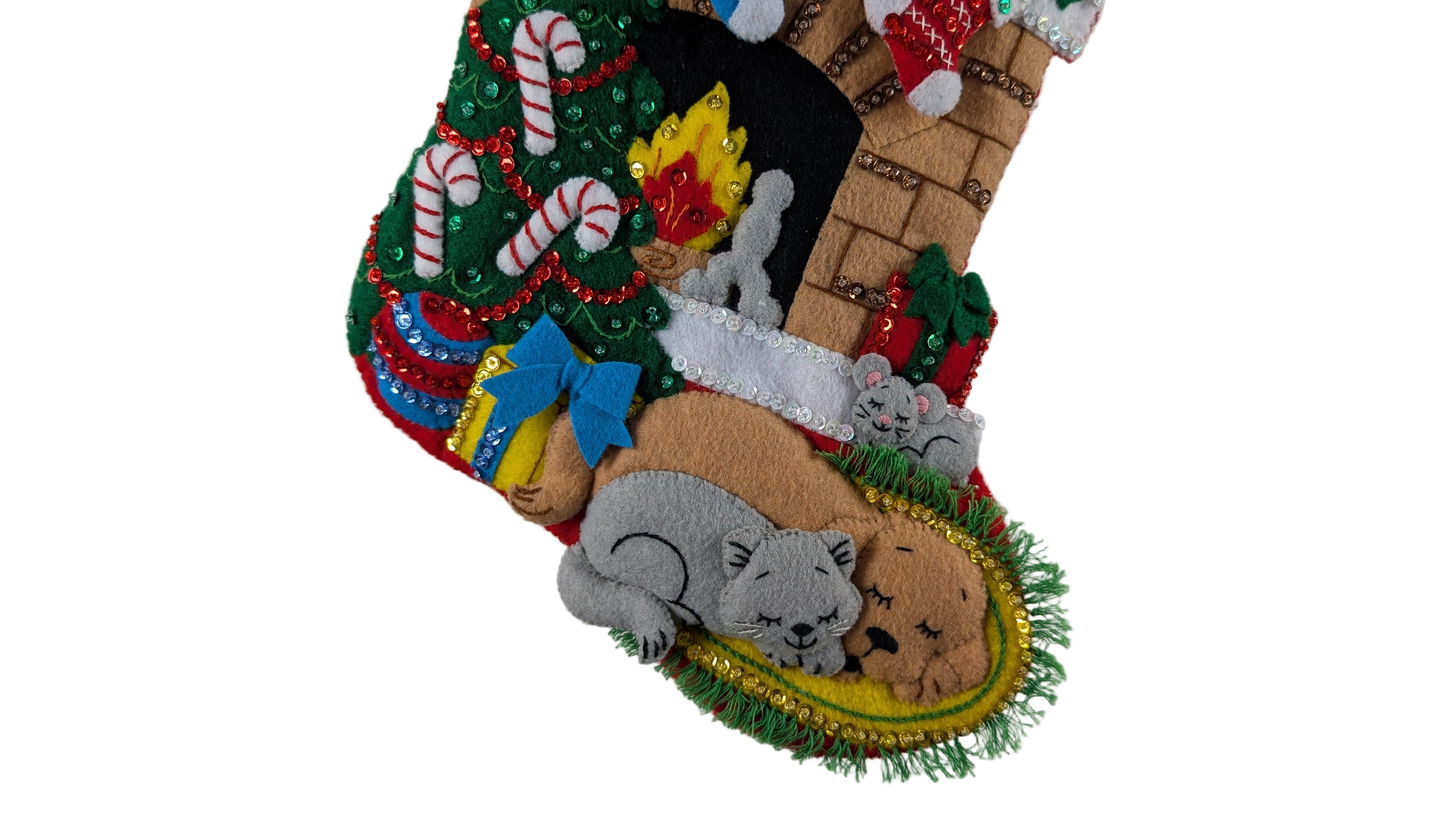 Decorative Christmas stocking with festive design