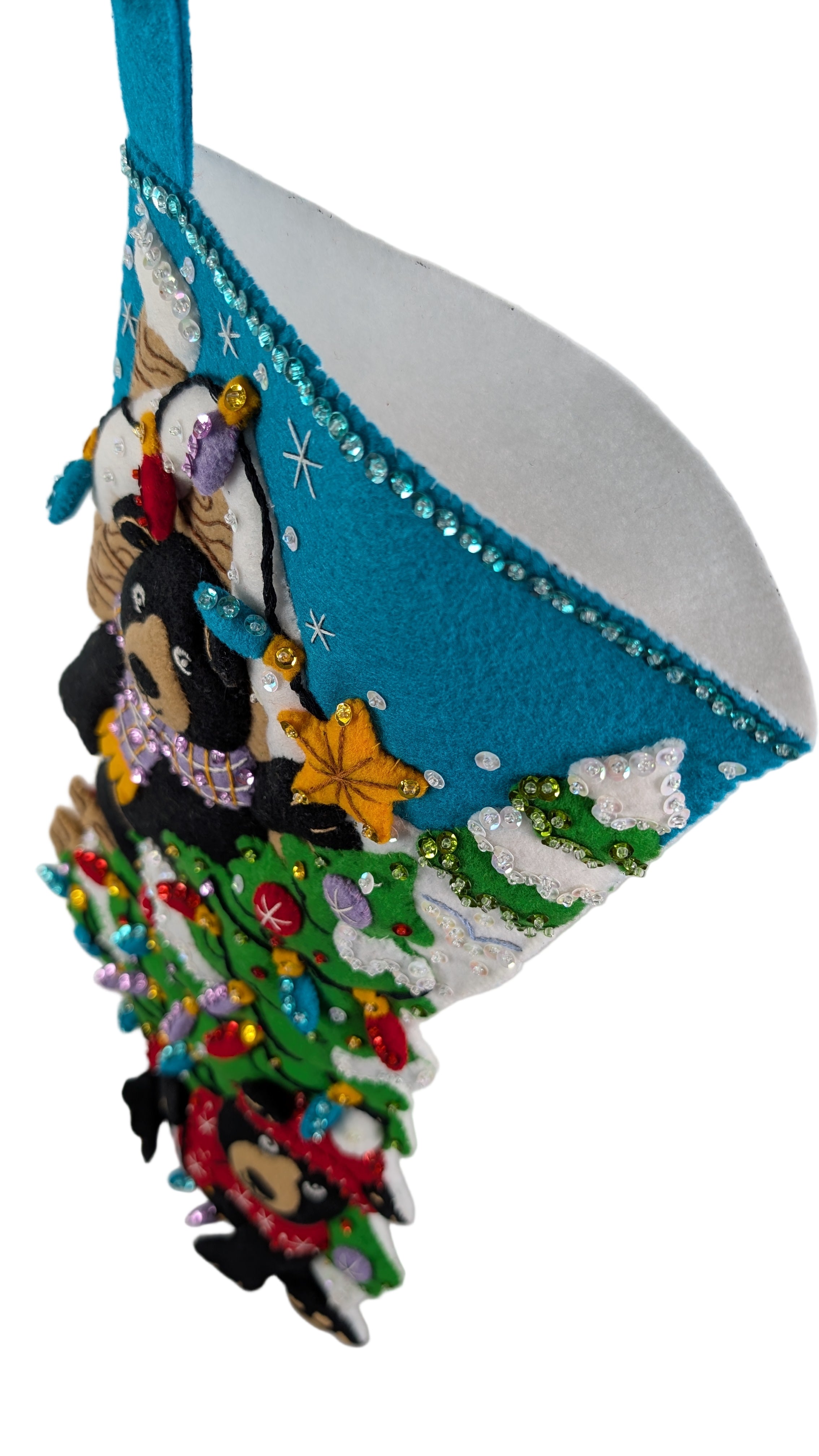 Decorative Christmas stocking with bears and tree