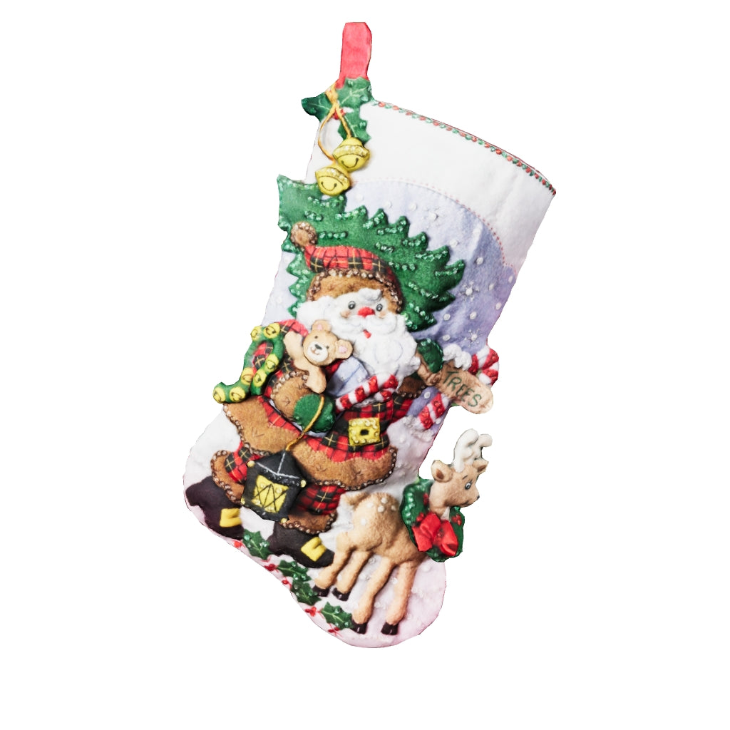 Lumberjack Santa Bucilla Finished Felt Christmas Stocking