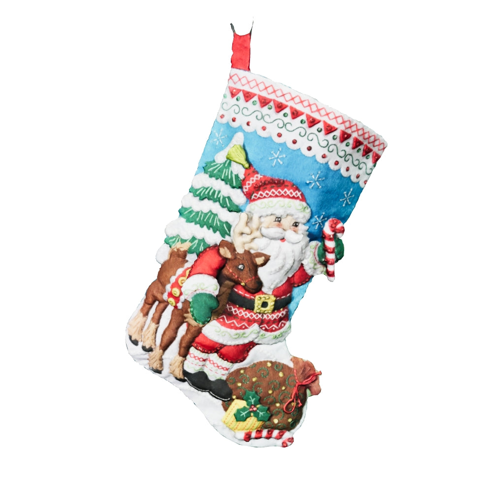 Nordic Santa Bucilla Finished Christmas Felt Stocking